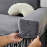 Stretch Velvet Sofa Slipcover, Cushion Couch Cover with Skirt, Pet Friendly Durable Washable Stretchable, Easy Fit protector
