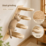 Solid Wood Cat Tree Tower Multi-Level Climbing Frame Sisal Scratching Post Activity Center Pet Furniture for Indoor Cats Kittens