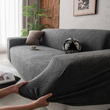 Botanical Leaf Jacquard Sofa Cover Soft Polar Fleece Stretchy Durable Pet Proof Fabric Easy Care Machine Washable for Year Round