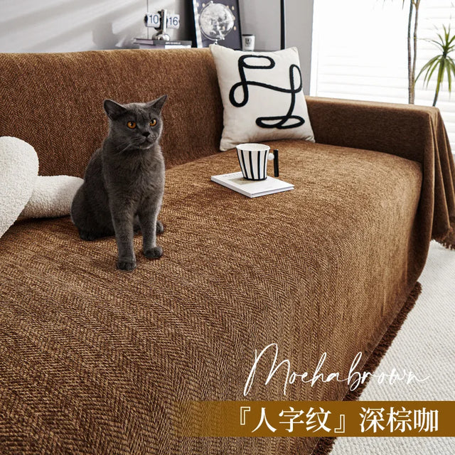 New Chenille Sofa Cover Anti Cat Scratch Blanket White Grey Sofa Towel for Living Room Furniture Decor Tapestry Couch Cover