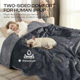 Waterproof Pet Blanket, Liquid Pee Proof Dog Blanket for Sofa Bed Couch, Reversible Sherpa Fleece Furniture Protector Cover for