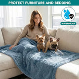 Fluffy Waterproof Dog Blanket for Couch and Bed, Reversible Sherpa Pet Throw, Pee Proof Furniture Protector Sofa Cover, Washabl