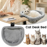 Cat Desk Bed One-Click Folding Sunken Design Space-Saving Semi-Circular Cat Desk Hammock Perch For Home Office Indoor Cats