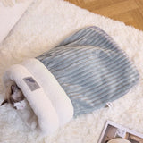 Warming Plush Cat Sleeping Bag: Enclosed Snuggle Sack with Burrow Entry for Winter - Cozy Fuzz Sleeping Bag for Anxious Cats