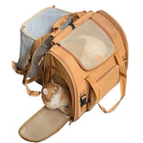 Expandable Pet Carrier Backpack, Portable Cat Travel Backpack with Breathable Mesh, Foldable Dog Carrier for Small Dogs & Cats