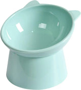 Tilted Whisker-Friendly Cat Bowl – Anti-Vomit, Shallow & Cute (Green)