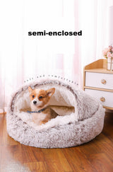Round Dog Bed Winter Warm Cat Bed Plush Basket for Dog Washable Pet Bed for Small Medium Large Dog Sofa Cat