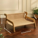 Large Sisal Cat Scratcher Lounge Bed, Off-Ground Breathable Cat Hammock, 2-in-1 Scratch & Rest Sofa, Durable Wooden Frame Cat Be