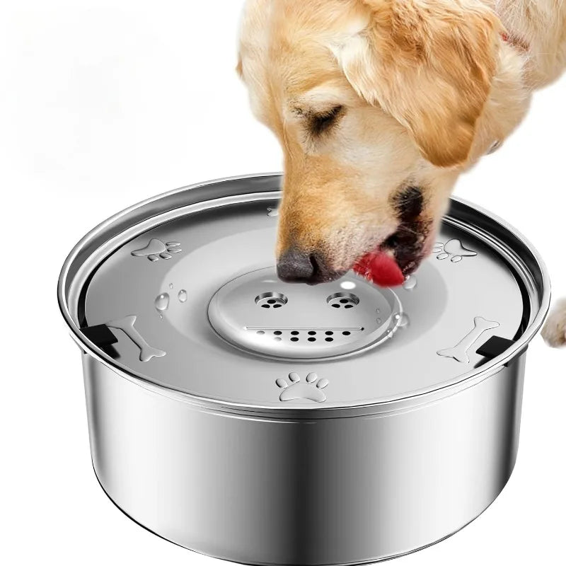 1L 3L Stainless Steel Dog Floating Bowl, No Spill Anti-Splash Dog Water Dispenser, Non-Slip Dog Cat Pet Water Feeder Bowl