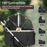 Pet Stroller with 4 Wheels Foldable Pet Travel Carrier for Small/Medium Dogs Cats up to 50lbs Detachble Portable Pet Storage Bag