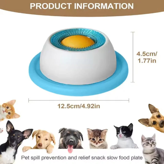 Anti-Tip Slow Feeder Lick Toy – Puzzle Bowl for Dogs & Cats