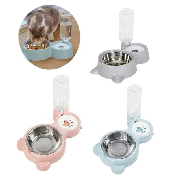 2-in-1 Gravity Water Dispenser & Food Bowl for Cats and Dogs