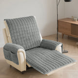 Quilted Recliner Sofa Cover Waterproof Armchairs Slipcovers Dogs Pets Kids Anti-Slip with Side Pockets Elastic Strap Protector