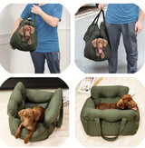 Dog Car Seat with Safety Belt - Non-Slip Pet Car Bed for Small Dogs, Washable Travel Carrier with Secure Straps for Safe Car