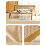 Large Sisal Cat Scratcher Lounge Bed, Off-Ground Breathable Cat Hammock, 2-in-1 Scratch & Rest Sofa, Durable Wooden Frame Cat Be