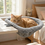 Cat Desk Bed One-Click Folding Sunken Design Space-Saving Semi-Circular Cat Desk Hammock Perch For Home Office Indoor Cats