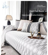 Summer Ice Silk Sofa Seat Cover Non-Slip Cool Feeling Pets Kids Sofa Slipcovers L Corner Couch Towel Living Room