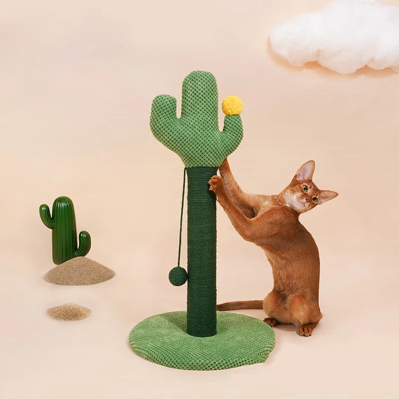 Woven Rope Cat Scratcher Board Desert Cactus Tree Sisal Cat Scratching Column Vertical Cat Claw Board Does Not Shed Crumbs