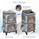 Double-layer Pet Trolley Bag Large Space Portable Outdoor Travel Silent Easy To Put Two Cat Foldable Oxford Cloth Pet Bag
