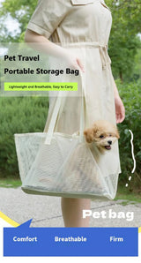 Portable Mesh Pet Carrier Bag Breathable Summer Use Dog Travel Bag Comfortable Shoulder Crossbody Foldable Pet Tote