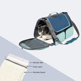 Foldable Pet Carrier Bag with Storage Pockets, Breathable Mesh Shoulder Travel Carrier for Cats and Small Dogs