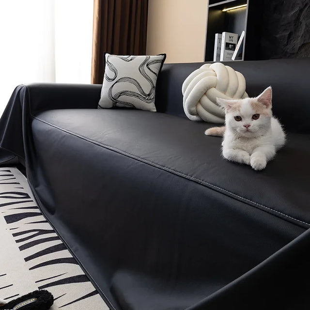 Thick Waterproof Faux Leather Sofa Cover American Solid Color Anti Cat Scratch Sofa Protector Vintage All Inclusive Dust Cover