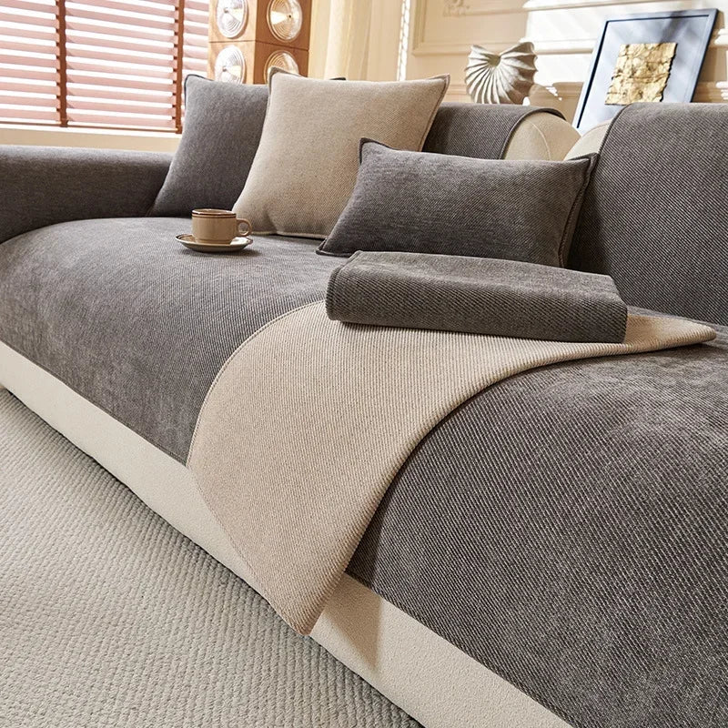 Solid Color Waterproof Chenille Sofa Cushion 2026 New Four Seasons Universal Simple Modern Cushion Non-Slip Sofa Cover
