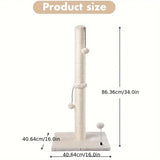 34-Inch High Cat Scratching Post Premium Basic Cat Scratching Indoor Sisal Scratching Post Tree Strap Hanging Ball for Adult Cat