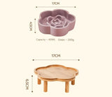 Ceramic Slow Food Bowl Anti-choking Cat Feeding Basin To Prevent Black Chin Small Dog Cat Neck Guard Wooden Frame Slow Food Bowl
