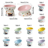 Ceramic Cat Bowl Anti Tipping Large Capacity Dog Food Feeding Basin Flat/Slanted Mouth Non-slip Pet High Foot Bowl Kitten Puppy