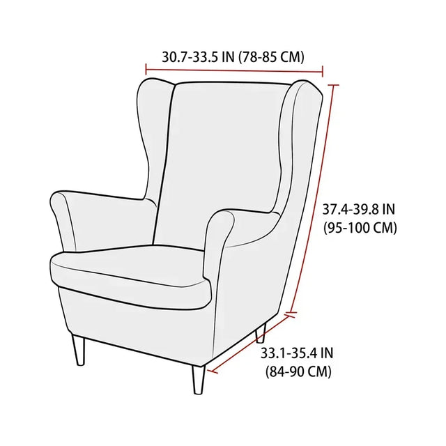 Polar Fleece Wing Chair Cover Stretch Spandex Wingback Armchair Covers Solid Color Relax Sofa Slipcovers With Seat Cushion Cover
