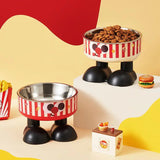 Pet Feeding Bowl Cat Dog Large Capacity Elevated Anti Choking Neck Protection Cartoon Stainless Steel Indoor Daily All Size Matching Stand