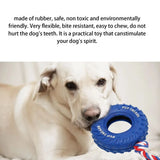 Natural Rubber Tire & Organic Cotton Rope Heavy Duty Dog Toy - Large Breed Indestructible Tug of War Chew Toy