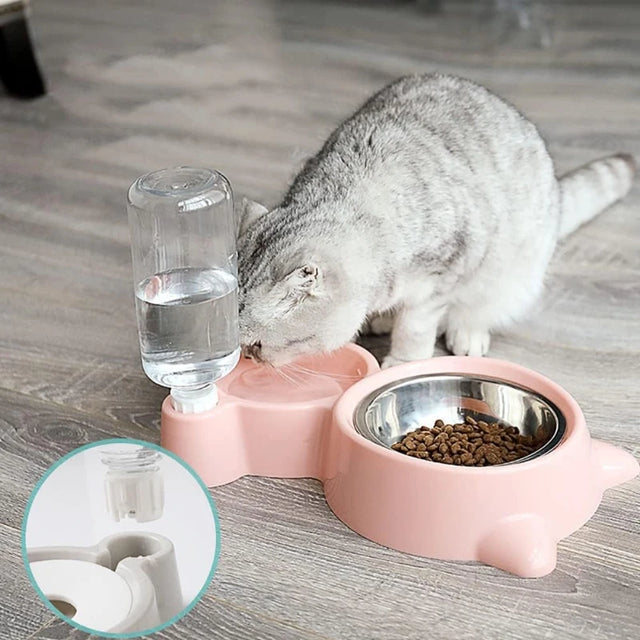 2-in-1 Gravity Water Dispenser & Food Bowl for Cats and Dogs