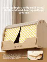 2025 New Thickened Enclosed Large Cat Bed with Sisal Scratching Post All Seasons Wooden Cat House