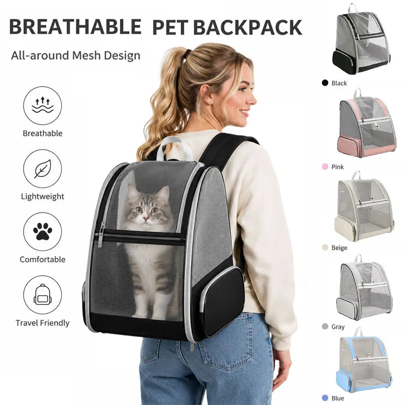 Summer Cat Carrier Backpack Breathable Mesh Small Dogs Cats Backpack for Travel Outdoor Activities Large Capacity Kitten Handbag