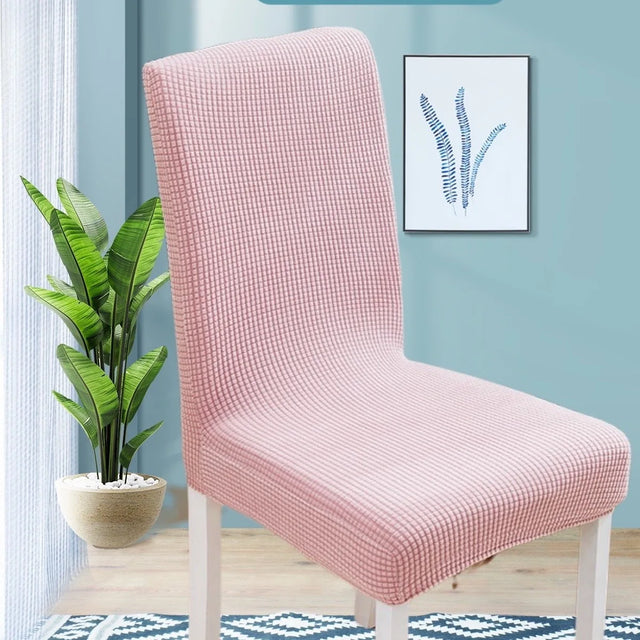 New Stretch Jacquard Dining Chair Cover Solid Color Dustproof Seat Slipcover Elastic Anti-cat Scratch Chair Case for Living Room