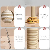 Solid Wood Cat Turntable Cat Scratching Post, Cat Teaser Stick, Cat Scratching Board for Cats, Durable Cat Toys